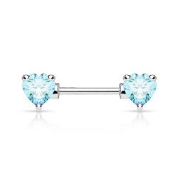 Piercing téton double coeur turquoise