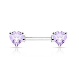 Piercing téton double coeur tanzanite