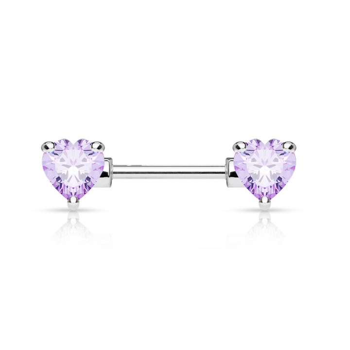 Piercing téton double coeur tanzanite