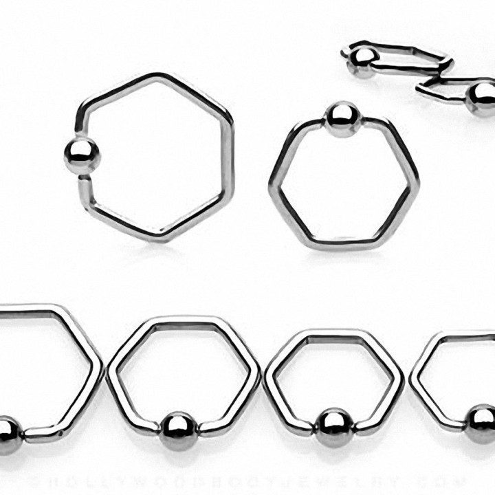 Piercing anneau Captif Hexagone