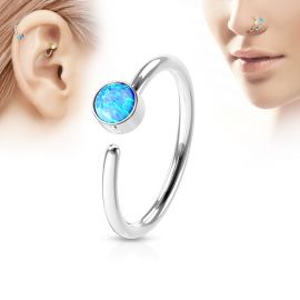 Piercing nez anneau opale bleue