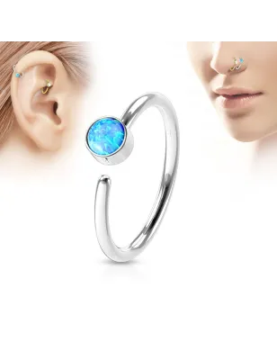 Piercing nez anneau opale bleue