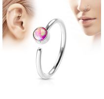 Piercing nez anneau opale rose