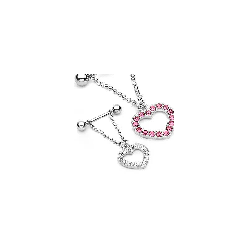 Piercing Téton Pendentif Coeur Pavés de Gemmes