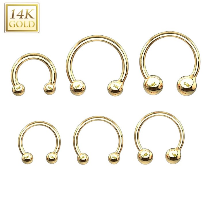 Piercing fer à cheval Or 14K avec Boules