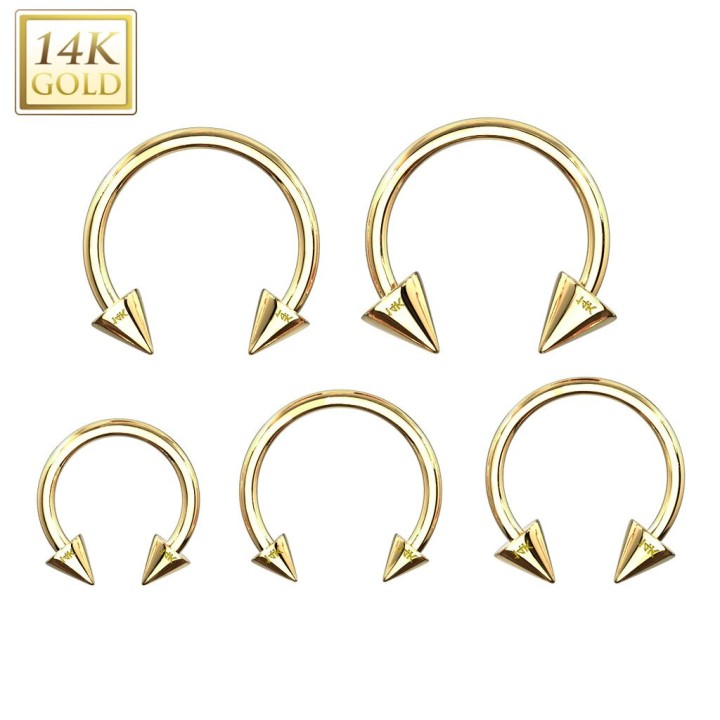 Piercing fer à cheval Or 14K avec Cônes