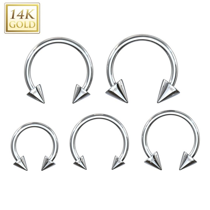 Piercing fer à cheval Or Blanc Piques