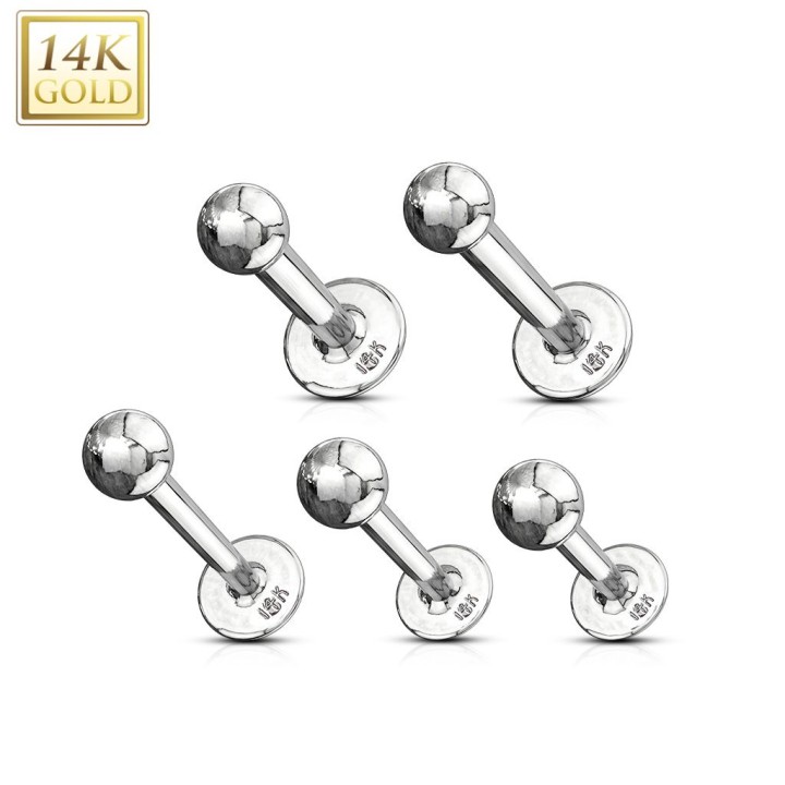 Piercing Labret Or Blanc 14 carats véritable