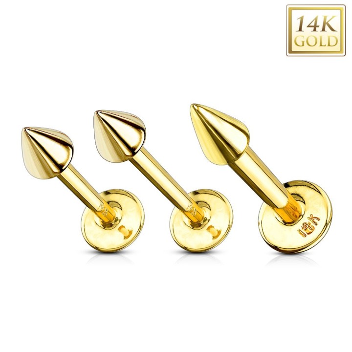 Piercing Labret Or 14K Véritable Spike