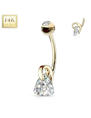 Piercing nombril Or 14 carats pierre triangle