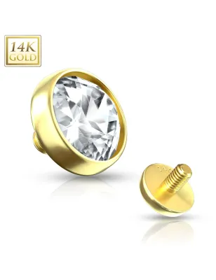 Piercing microdermal Or jaune 14 Carats zirconium