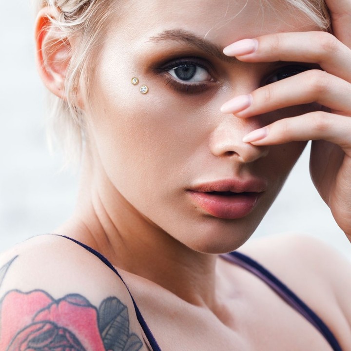 Piercing microdermal Or 14 Carats zirconium