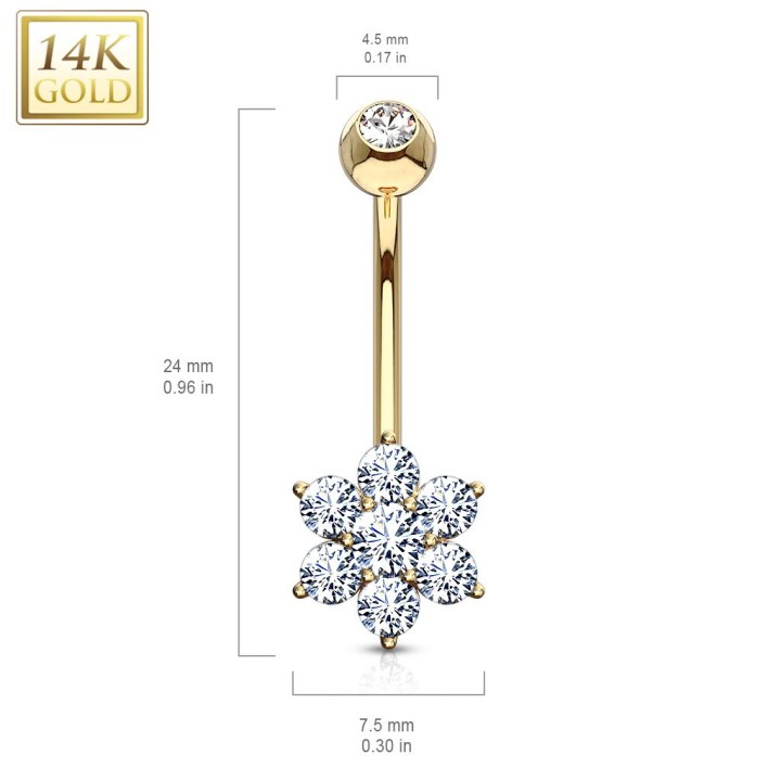 Piercing nombril Or 14 carats Fleur