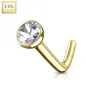 Piercing nez Or jaune 14 carats gemme tige en L Piercing nez Or jaune 14 carats gemme tige en L