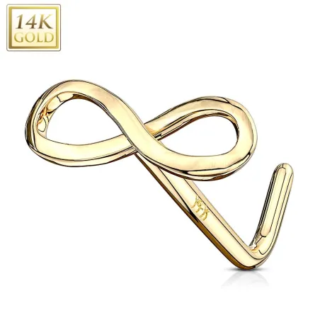 Piercing nez Or jaune 14 carats infini tige en L