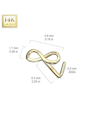 Piercing nez Or jaune 14 carats infini tige en L