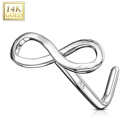 Piercing nez Or blanc 14 carats infini tige en L