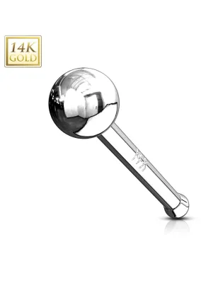 Piercing bijou Nez Or Blanc 14 carats Stud Boule