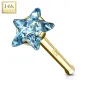 Piercing nez tige droite Or jaune 14K Etoile turquoise