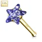 Piercing nez tige droite Or jaune 14K Etoile tanzanite