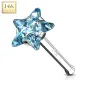 Piercing nez Or Blanc 14 Carats tige droite étoile turquoise