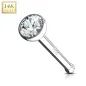 Piercing nez tige droite Or Blanc 14 carats gemme rond Piercing nez tige droite Or Blanc 14 carats gemme rond