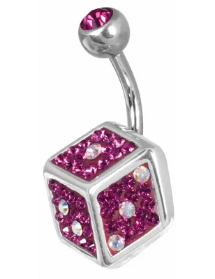 Piercing nombril Crystal Evolution Swarovski Dé fuchsia