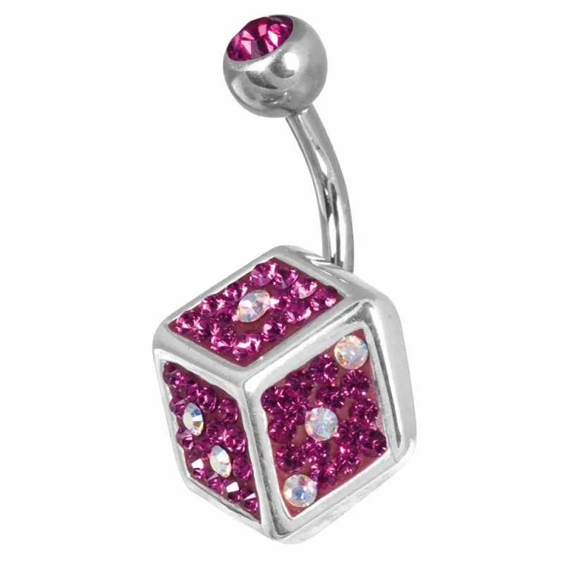 Piercing nombril Crystal Evolution Swarovski Dé fuchsia