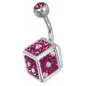 Piercing nombril Crystal Evolution Swarovski Dé fuchsia