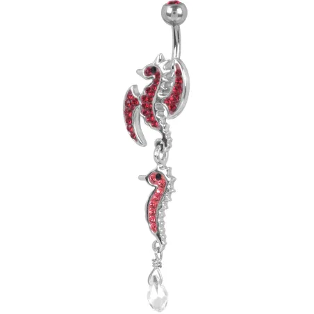 Piercing nombril Crystal Evolution Swarovski Hippocampe ailes rouge