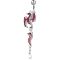 Piercing nombril Crystal Evolution Swarovski Hippocampe ailes rouge