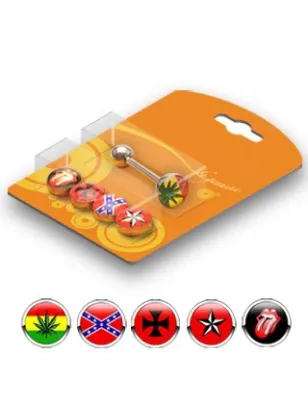 Pack Piercing Langue Acier Logos Cannabis / Rebelle - Bijou Piercing Langue