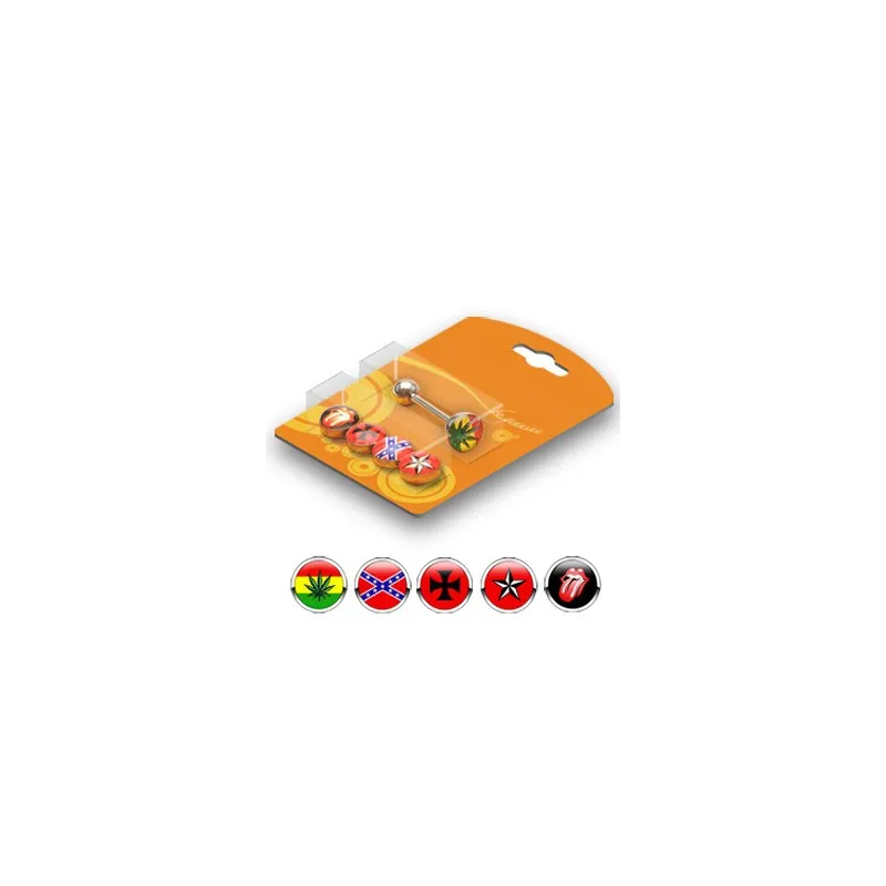 Pack Piercing Langue Acier Logos Cannabis / Rebelle