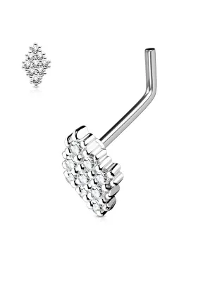 Piercing nez tige en L losange 9 strass