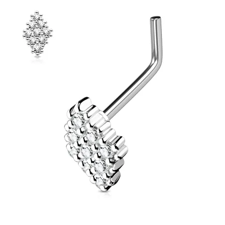 Piercing nez tige en L losange 9 strass