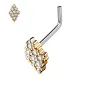 Piercing nez tige en L losange or rosé 9 strass
