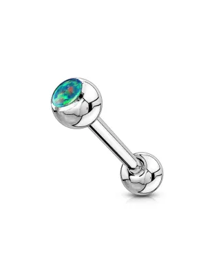 Piercing langue barbell opale verte