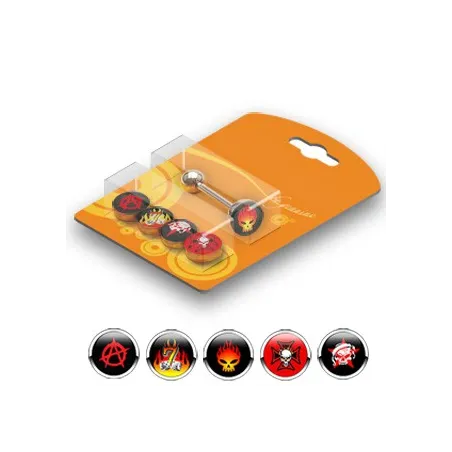 Pack Piercing Langue Acier Logos Tête de mort - Bijou Piercing Langue
