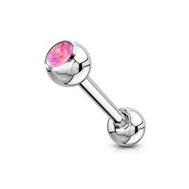 Piercing langue barbell opale rose