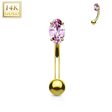 Piercing arcade Or 14K Pierre Zirconium Ovale Rose