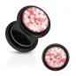 Piercing faux plug fleur de cerisier rouge