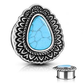Piercing tunnel larme turquoise