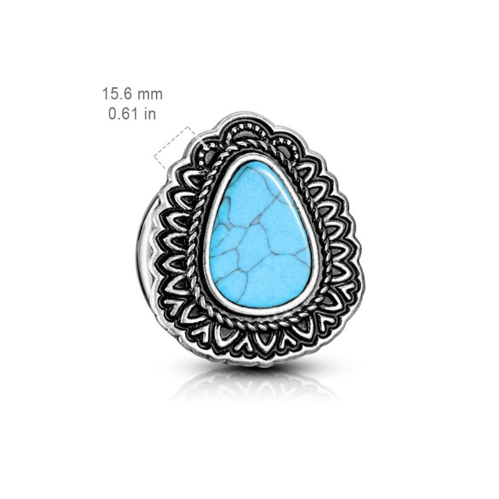 Piercing tunnel larme turquoise