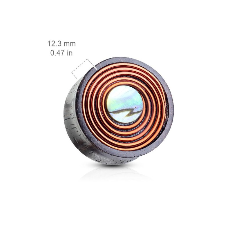 Plug (piercing) En Bois De Sono Avec Centre En étain Doré Concave - Neuf Avec étiquettes