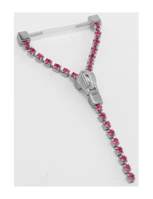 Piercing Téton Bioplast Fermeture Eclair Gemmes Rose - Bijou Piercing Téton