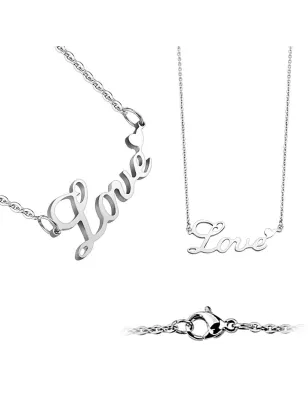 Chaine en acier inoxydable avec pendentif LOVE