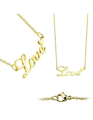 Chaine en acier inoxydable doré avec pendentif LOVE
