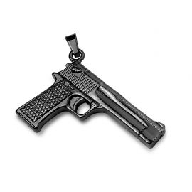 Pendentif en acier inoxydable pistolet noir