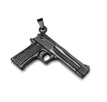 Pendentif en acier inoxydable pistolet noir