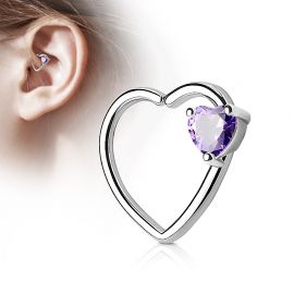 Piercing oreille cartilage daith gemme coeur tanzanite
